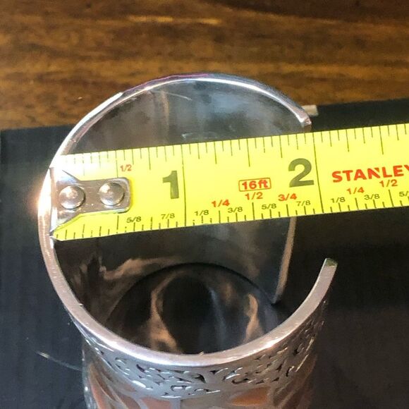 LOIS HILL Tall Sterling Silver Abalone Mosaic Inlay Cuff Bracelet - Picture 11 of 17